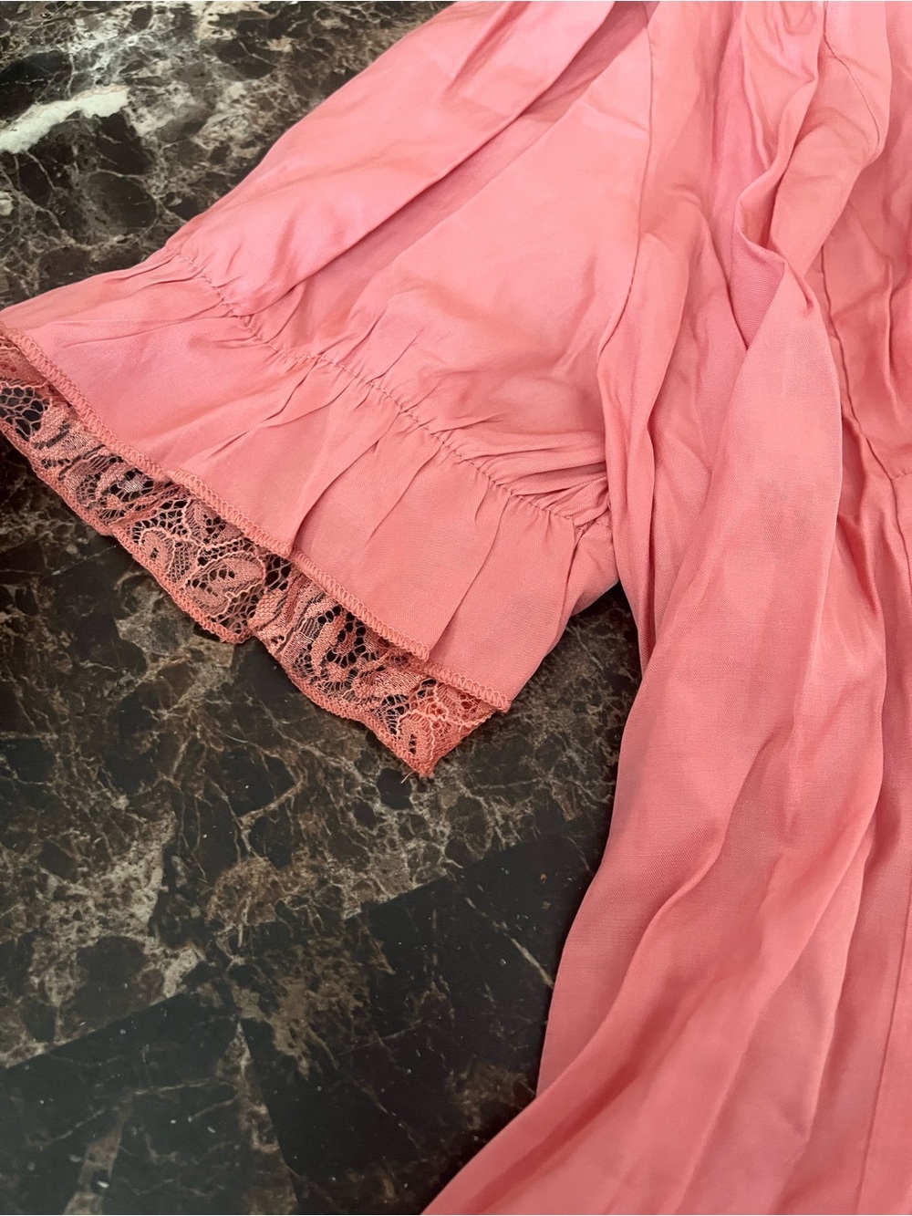 Scarlet Darkness Pink Ruffle Lace Button-Front Blouse - Picture 7 of 13